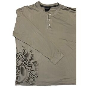 Harley-Davidson Punisher Skull‎ Logo Long Sleeve Henley Shirt Biker Brown 2XL